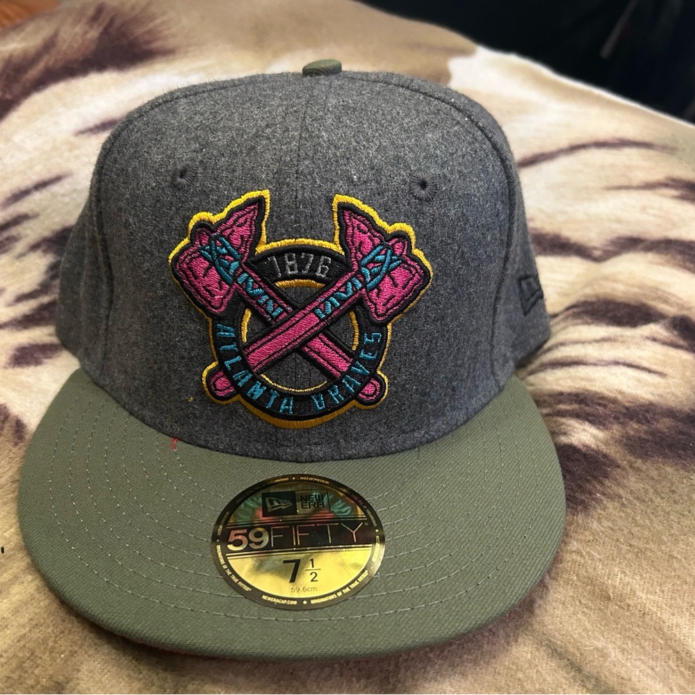 Atlanta Braves New Era 7 1/2 MyFitteds Exclusive Cross Tomahawk Logo RARE